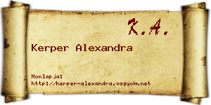 Kerper Alexandra névjegykártya